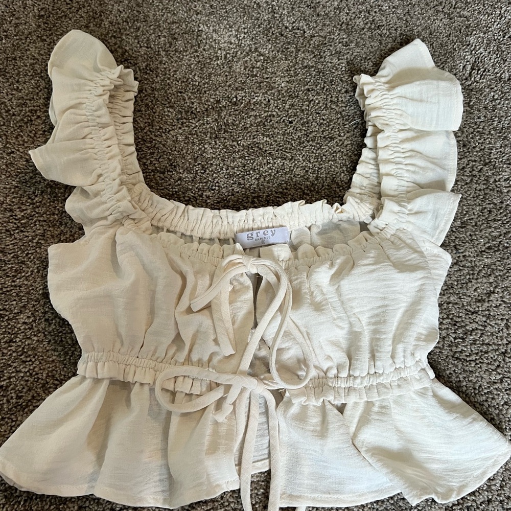 Women's Cream Ruffle Top